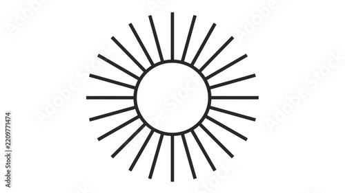 Minimalist sun icon with radiating rays - vector graphic design element