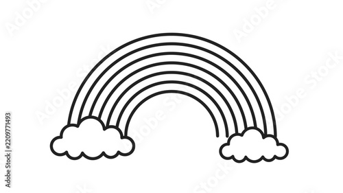 Black and White Rainbow Outline - Cute Weather Icon Vector