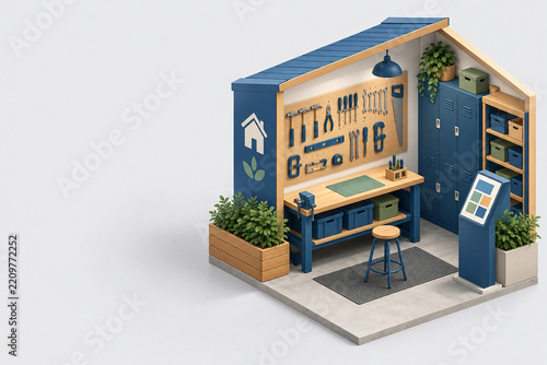 Neighborhood tool library and sharing economy concept