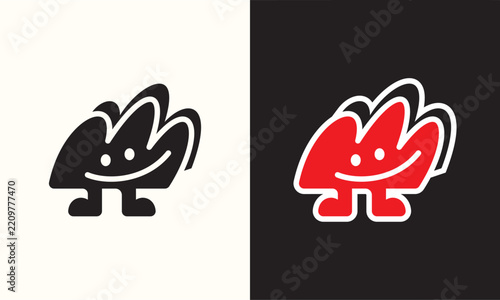 Modern Minimalist Cute Smiling Monster Vector Logo