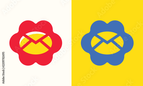 Modern Minimalist Flower Mail Vector Logo Design