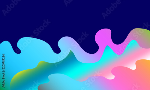 Modern abstract vector background with fluid liquid waves and a vibrant gradient of cyan, pink, and orange on a dark blue backdrop. Ideal for web banners, landing pages, presentation slides, posters