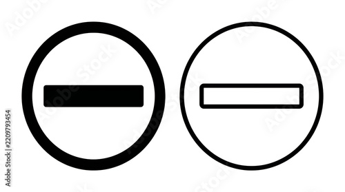 Minimal minus button icons in circle