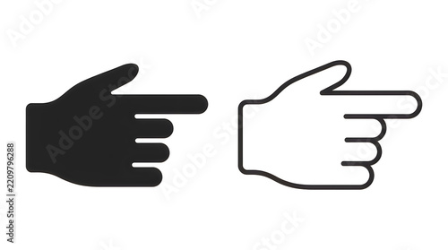Pointing hand icon in black and white style
