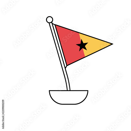 Triangular Flag with Star on Pole
