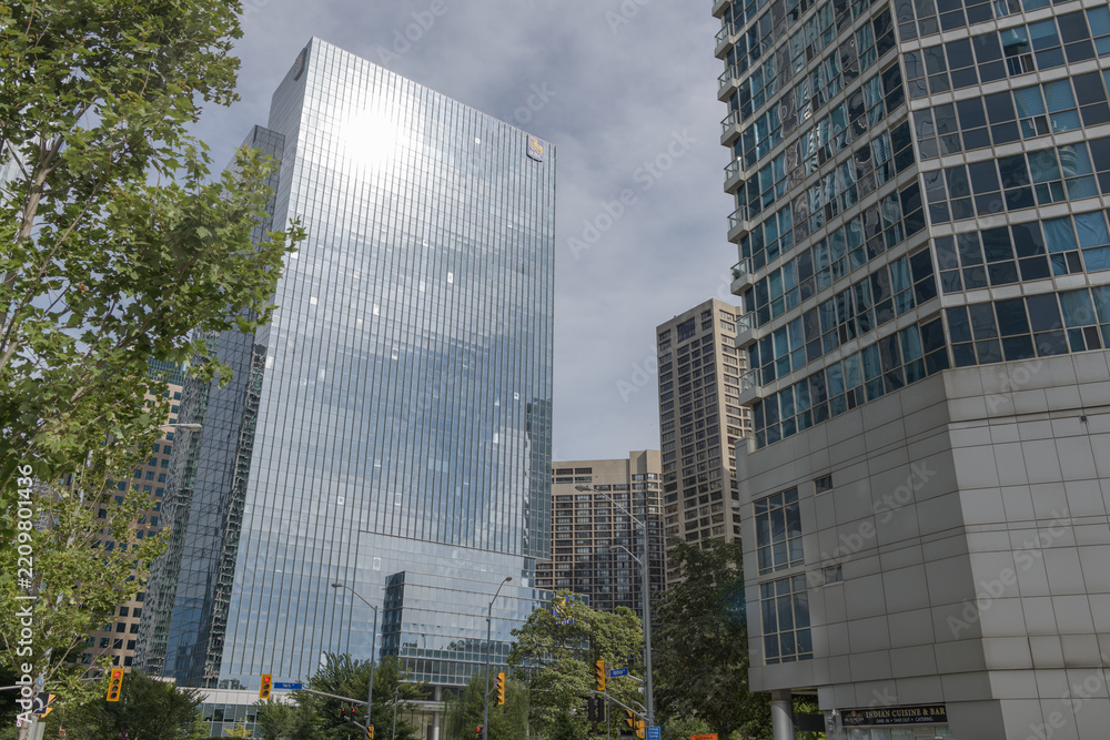 Obraz premium distant view of RBC WaterPark Place, a business center, located 88 Queens Quay W, west elevation, Toronto