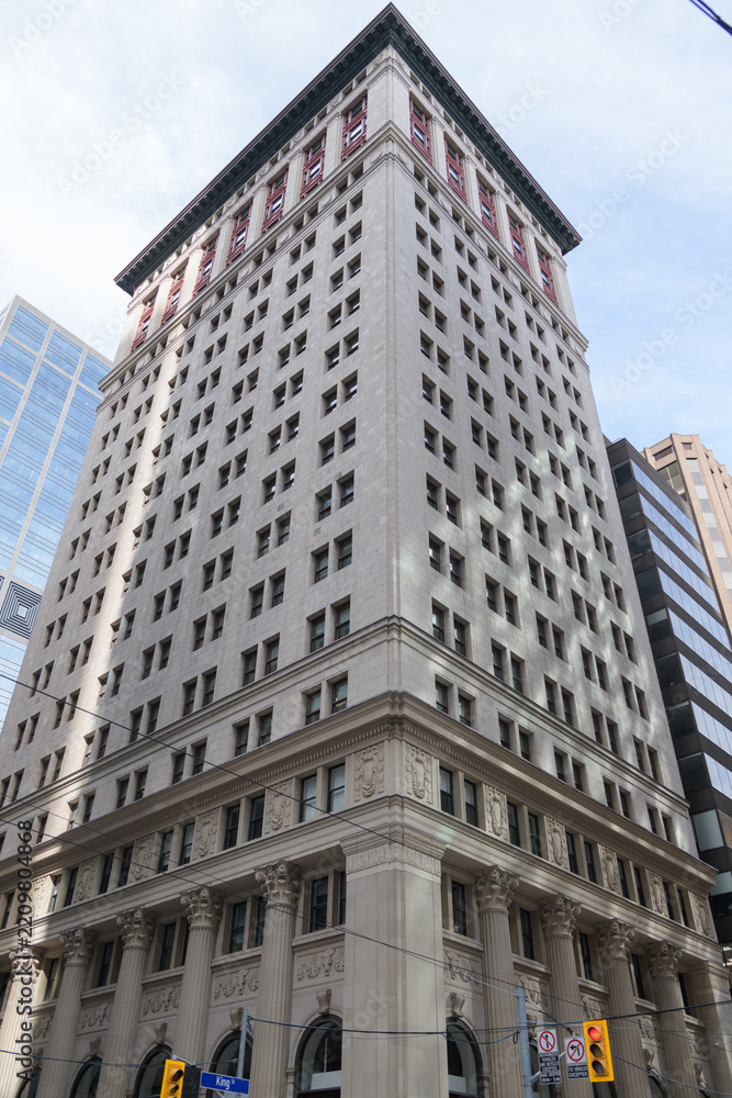 Fototapeta premium corner view of Royal Bank Building designed by Ross & MacDonald completed 1915 at 2 King St E, Toronto
