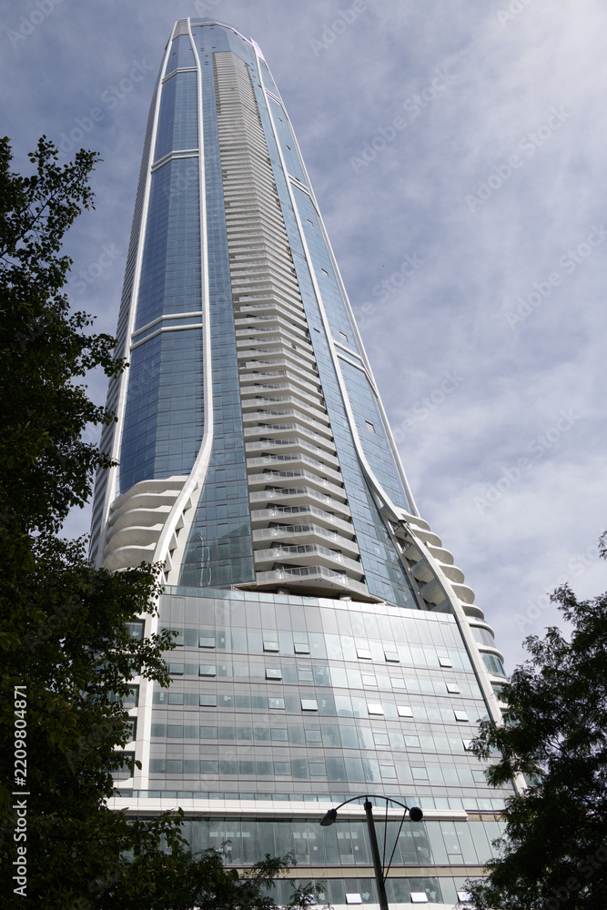 Fototapeta premium west elevation of SkyTower designed by Hariri Pontarini Architects for Pinnacle International located at 1 Yonge St, Toronto