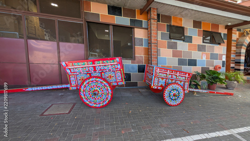Bright, beautiful carts painted with intricate artwork. Costa Rica