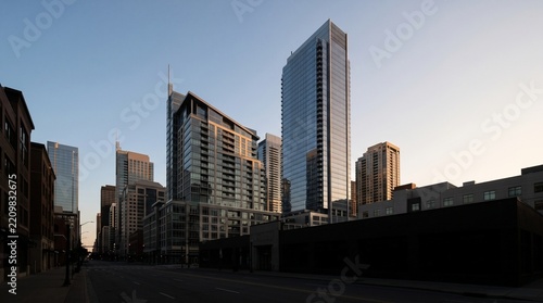Modern Urban Buildings from Street Level in Silhouette