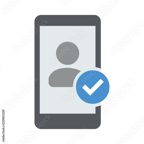 User verification icon on smartphone display with a checkmark