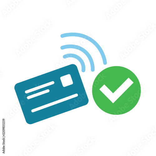 Contactless payment icon showing a credit card with a checkmark