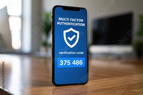 Authentication and verification code on a smartphone screen for secure mobile login and digital identity protection