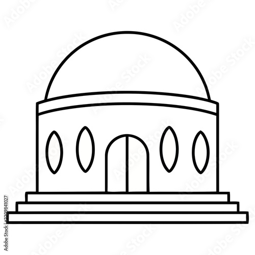 Simple Building Icon with Dome and Arched Entrance