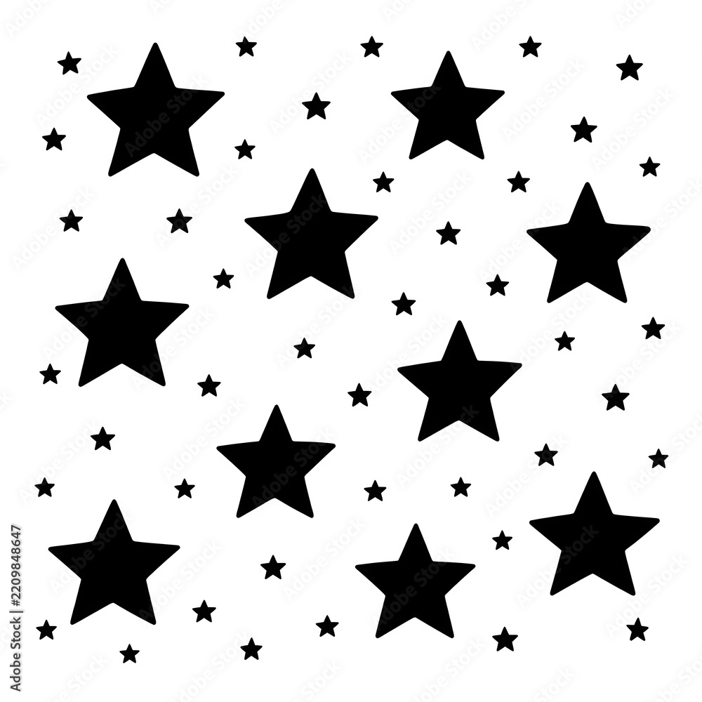 Obraz premium Black Star Pattern Illustration on White Background