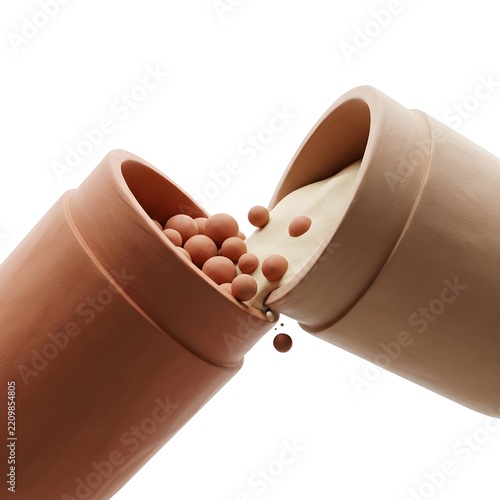 3D Clay Medical Capsule Pill Earth Tones Render