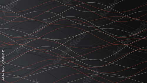 Abstract wave lines in red and white on dark background for digital wallpaper.