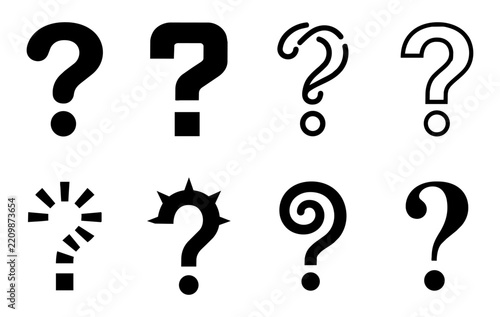 Set Of Black And White Question Mark Icons And Symbols