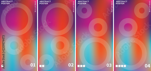 Abstract Poster Gradient Background Set, Colorful Geometric Circle Cover Template, Modern Mesh Gradient Vertical Banners
