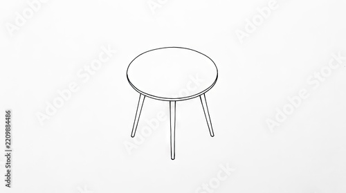 One line drawing of a minimalist round coffee table.