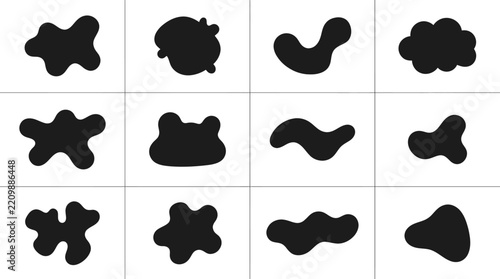 Creative Black Abstract Blob Shapes Collection in Minimalist Design for Digital Art Branding and UI UX Projects