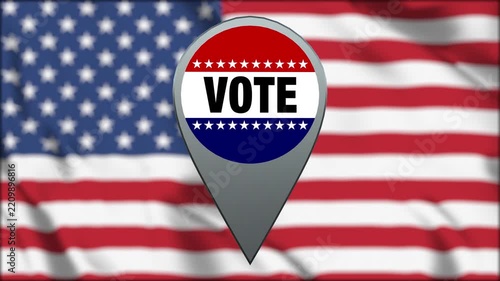 Election Vote Pin with USA Flag