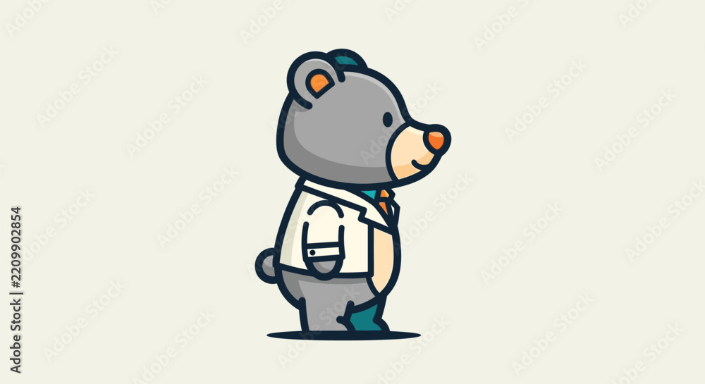 Obraz premium Professional Teddy Bear Character Wearing A Lab Coat And Tie Illustration