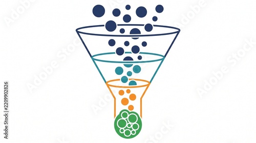Colorful marketing funnel with diverse circles