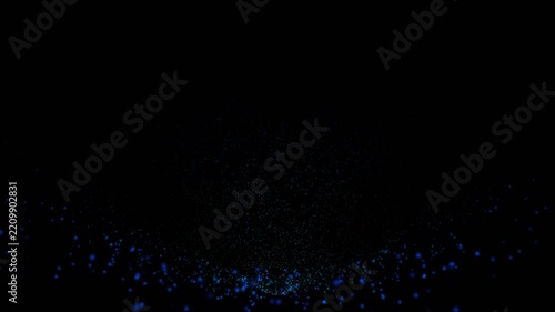 Abstract blue glowing particle wave forming dynamic floating light mesh motion on dark background