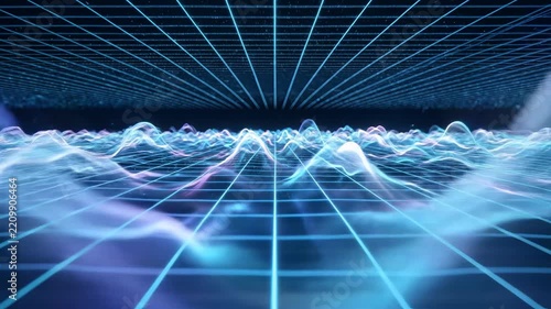 Abstract digital waveform grid futuristic technology concept motion