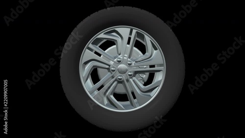 Car Wheel Spinning Loop Alpha Channel
