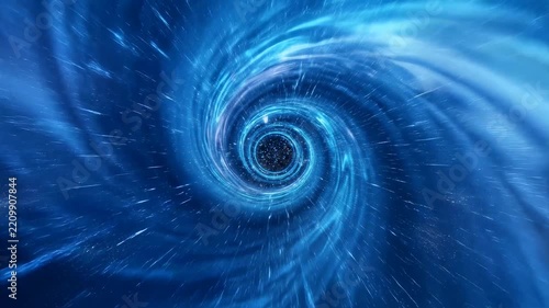 Abstract blue swirl vortex motion through cosmic energy field