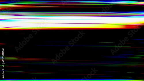 Horizontal distorted and colorful lines with light glitch effects animation
