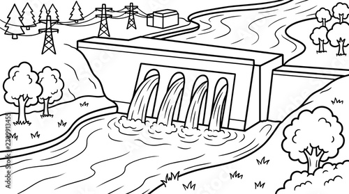 Simplified child coloring page, black and white line art with clean bold outlines to color for adults and kids