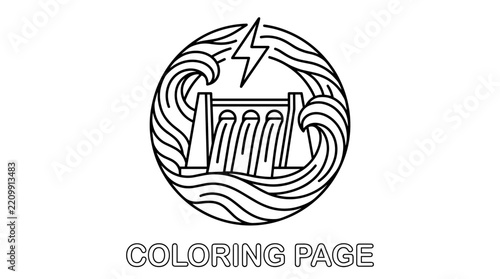 Simple stylized icon coloring page, black and white line art with clean bold outlines to color for adults and kids