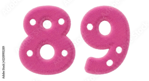 Bright pink playful number ninety nine with dotted font style for creative design projects isolated on transparent background