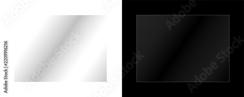 diagonal glass glare on corner background with light reflection of transparent fill. Shiny plastic panel texture. see-through window and overlay effect of screen display