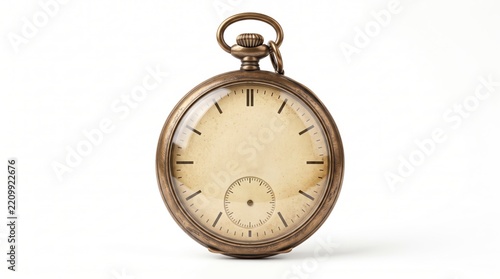 Vintage antique pocket watch with a blank face and golden metal frame