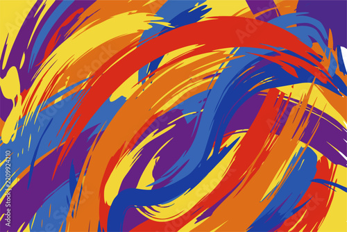 Abstract Pop Art Brush Strokes and Halftone Geometric Background