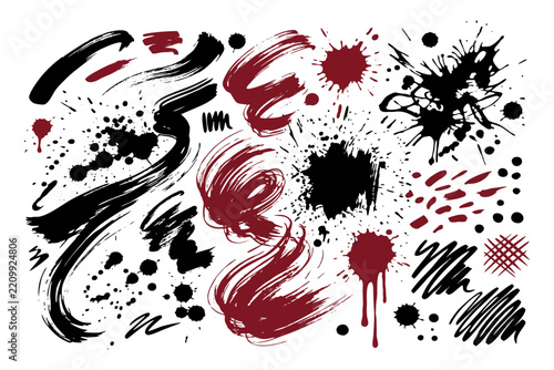 Abstract Pop Art Brush Strokes and Halftone Geometric Background