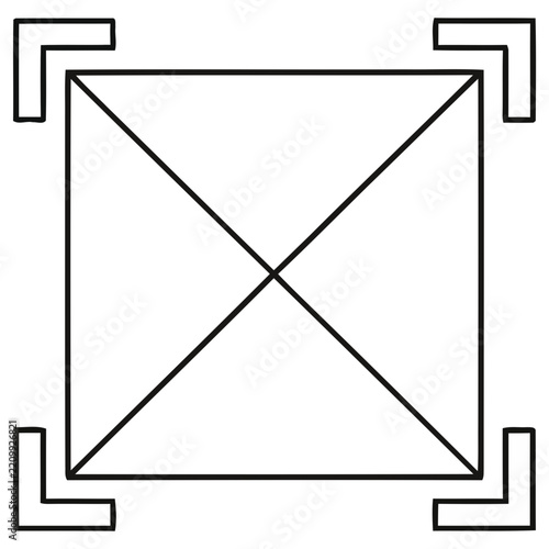 Square with corner brackets and diagonals