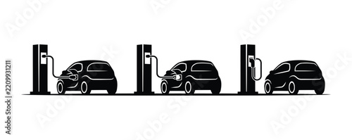 Car icon vector, electric vehicle charging station concepts