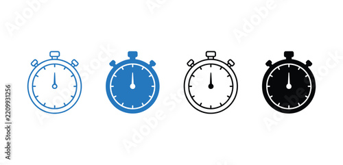Stopwatch icon vector illustration set in minimalist outline