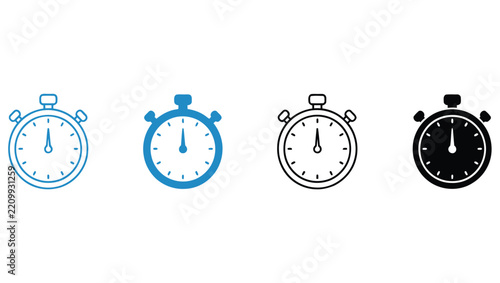 Stopwatch icon vector illustration set in various styles