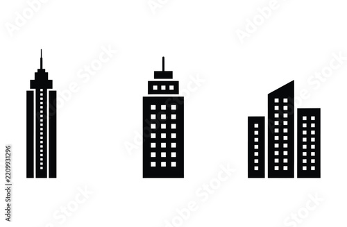 Building icons vector set representing urban city architecture