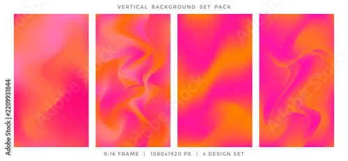 Modern Abstract Sunset Vibrant Pink Orange Fluid Waves Vertical Background Template Pack