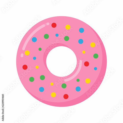 Deliciously Pink Glazed Donut with Colorful Sprinkles, a Sweet and Fun Dessert Treat Illustration