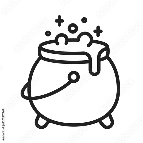 Halloween Witch Cauldron Outline Icon