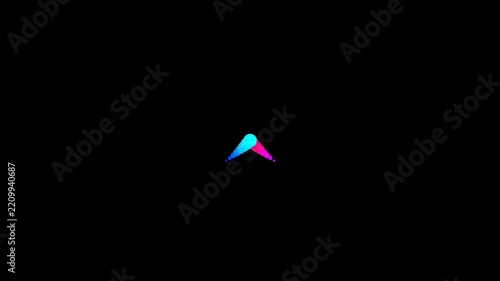 Glowing neon dots moving down in abstract digital motion graphics