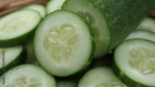Close-up of sliced cucumber	